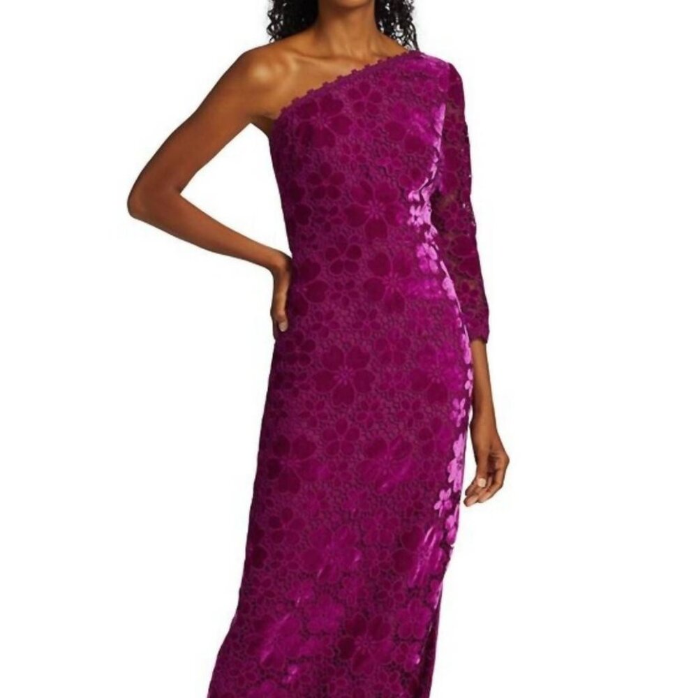 Theia Purple One-Shoulder Maxi Dress